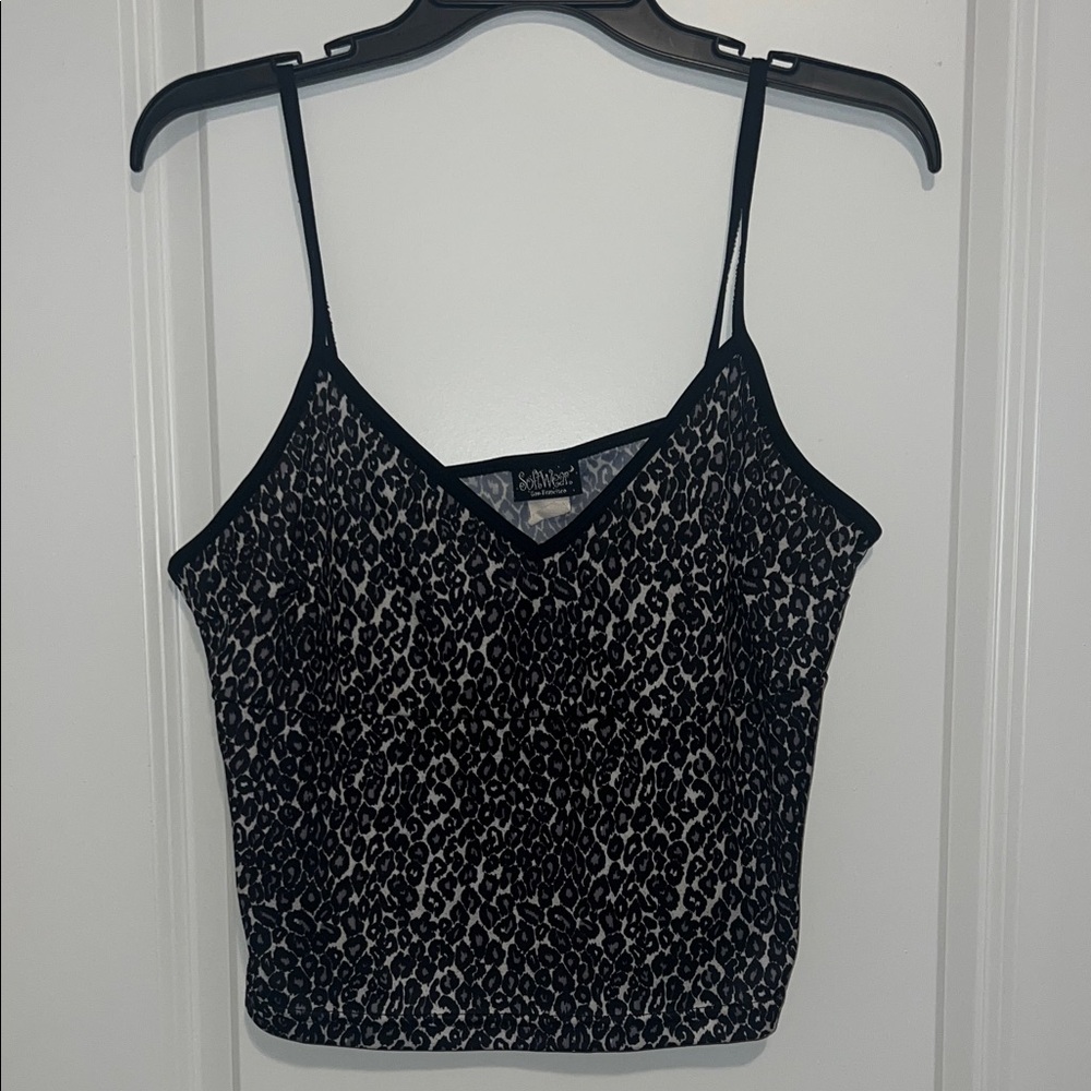 90s Sofra Black Leopard Print Camisole